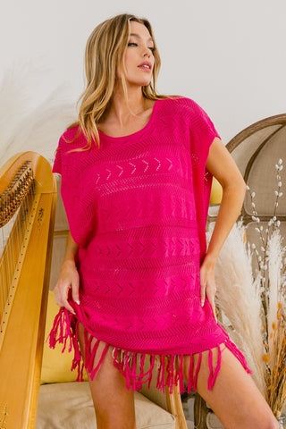 BiBi Fringed Hem Knit Top Trendsi