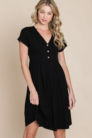 BOMBOM V-Neck Short Sleeve Dress Trendsi