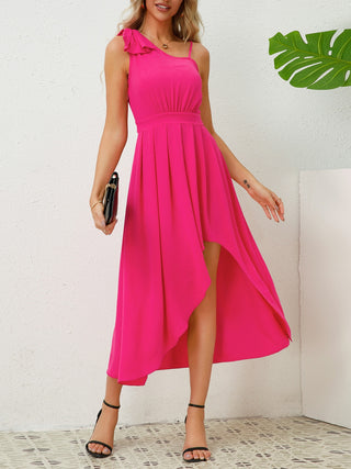 Bow Asymmetrical Neck Sleeveless Dress Trendsi