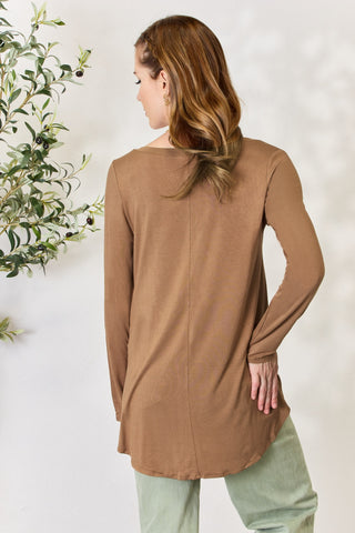 Zenana Full Size Long Sleeve V-Neck Top Trendsi