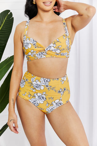 Marina West Swim Take A Dip Twist High-Rise Bikini in Mustard Trendsi