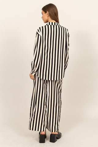 HYFVE Striped Button Up Shirt and Pants Set Trendsi