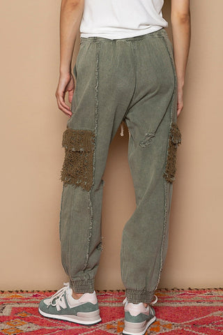 POL Distressed Cargo Denim Jogger with Crochet Pockets Trendsi