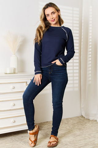 Basic Bae Long Raglan Sleeve Round Neck Top Trendsi