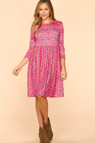 Haptics Round Neck Floral Dress with Pockets Trendsi