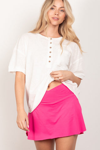 VERY J Twisted Sleeve Band Half Button Top Trendsi