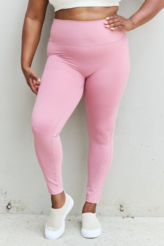 Zenana Fit For You Full Size High Waist Active Leggings in Light Rose Trendsi