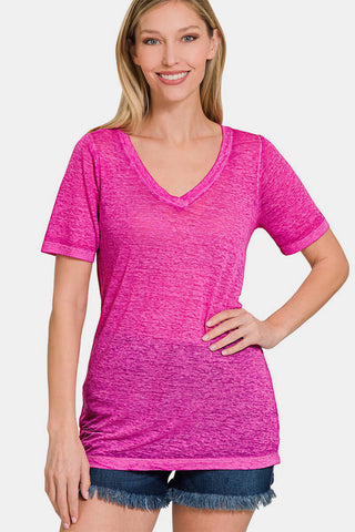 Zenana V-Neck Short Sleeve T-Shirt Trendsi