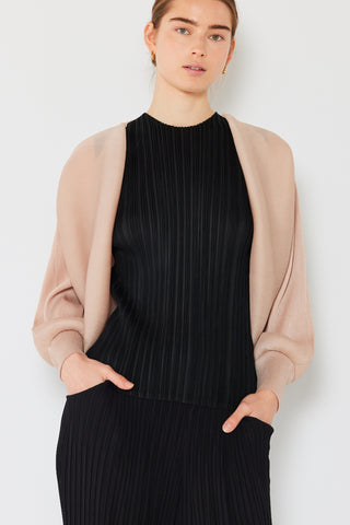 Marina West Swim Rib Pleated Puff Sleeve Bolero Cardigan Trendsi