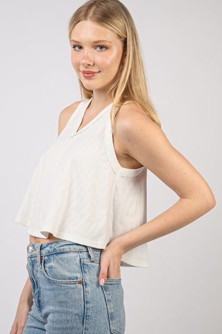 VERY J V-Neck Knit Swing Cropped Tank Trendsi