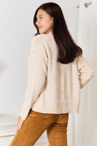 Double Take Open Front Long Sleeve Cardigan Trendsi