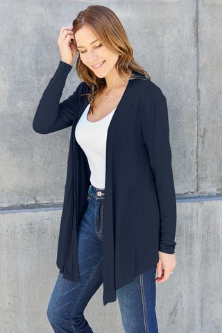 Basic Bae Full Size Open Front Long Sleeve Cardigan Trendsi