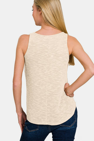 Zenana V-Neck Curved Hem Tank Trendsi