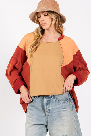 SAGE + FIG Mineral Wash Color Block Top Trendsi