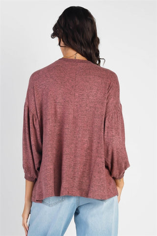 Cherish Apparel Drop Shoulder Puff Sleeve Top Trendsi