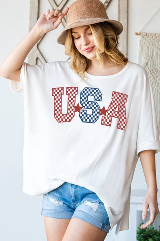 HOPELY USA Graphic Round Neck T-Shirt Trendsi