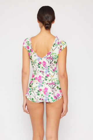 Marina West Swim Bring Me Flowers V-Neck One Piece Swimsuit Cherry Blossom Cream Trendsi