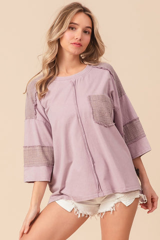 BiBi High-Low Washed T-Shirt Trendsi