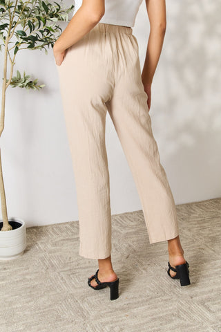 Shiny Pull-On Pants with Pockets Trendsi