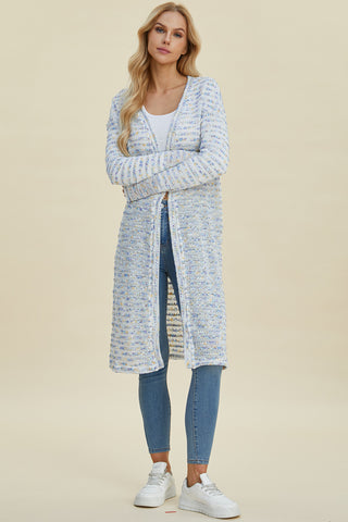 Double Take Full Size Open Front Longline Cardigan Trendsi