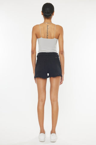 Kancan High Rise Raw Hem Denim Shorts Trendsi