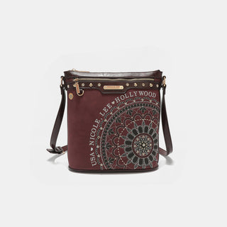 Nicole Lee USA Metallic Stitching Embroidery Inlaid Rhinestone Crossbody Bag Trendsi