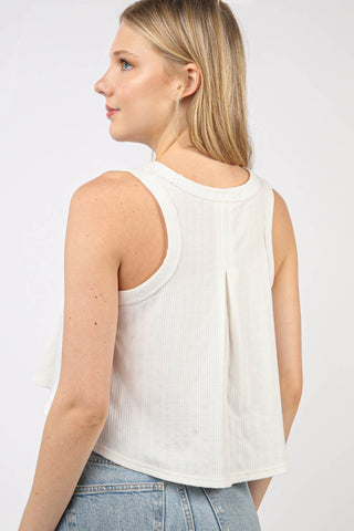 VERY J V-Neck Knit Swing Cropped Tank Trendsi