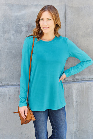 Basic Bae Full Size Round Neck Long Sleeve Top Trendsi