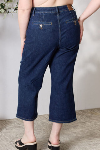 Judy Blue Full Size High Waist Cropped Wide Leg Jeans Trendsi