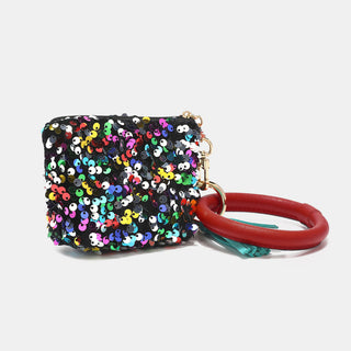 Nicole Lee USA Sequin Pouch Wristlet Keychain Trendsi