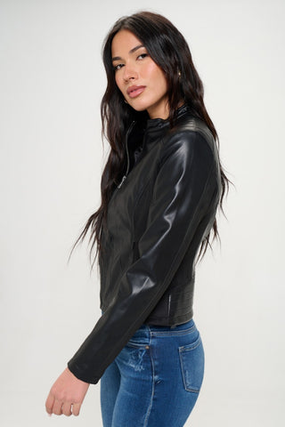 Coalition LA Zip Up Vegan Moto Jacket Trendsi