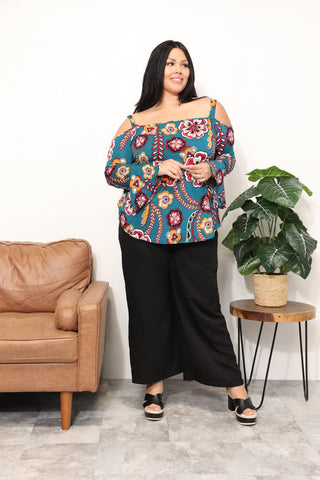 Sew In Love Full Size Floral Cold Shoulder Blouse Trendsi