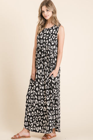 BOMBOM Leopard Maxi Dress with Pockets Trendsi