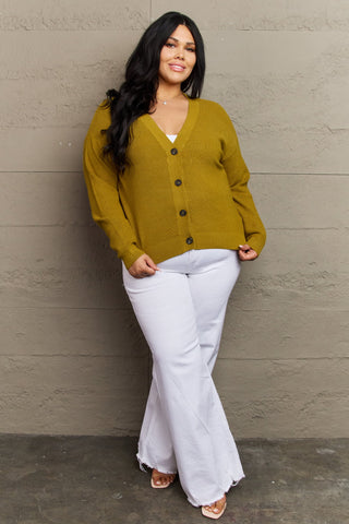 Zenana Kiss Me Tonight Full Size Button Down Cardigan in Chartreuse Trendsi