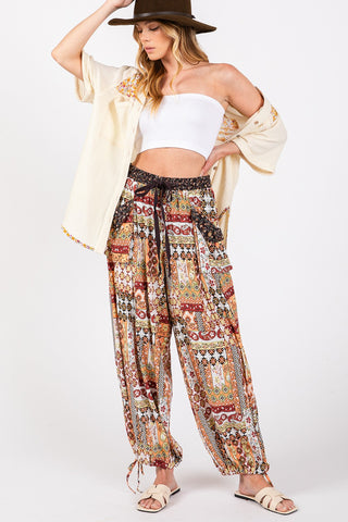 SAGE + FIG High-Rise Balloon Bohemian Print Pants Trendsi