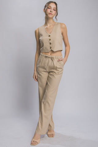 Love Tree Drawstring Wide Leg Pants with Pockets Trendsi