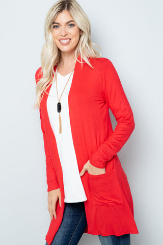 Celeste Full Size Open Front Cardigan with Pockets Trendsi