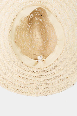 Fame Contrast Straw Braided Sun Hat Trendsi