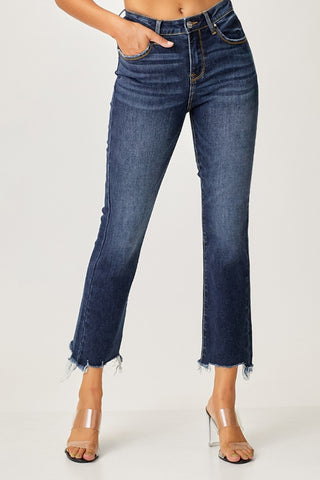 Risen Full Size Frayed Hem Cropped Straight Jeans Trendsi