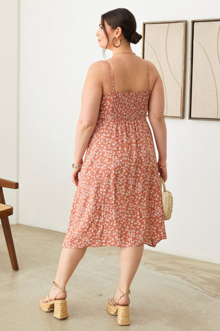 Zenobia Plus Size Cutout Floral Spaghetti Strap Dress Trendsi