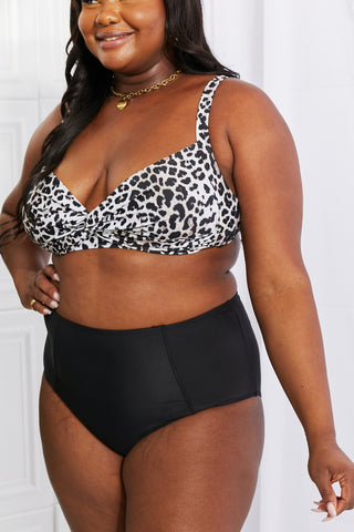 Marina West Swim Take A Dip Twist High-Rise Bikini in Leopard Trendsi