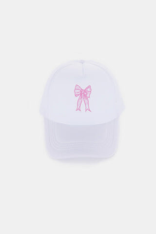 Zenana Ribbon Bow Embroidery Trucker Hat Trendsi