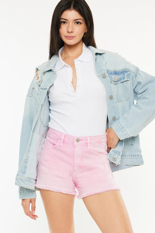 Kancan Raw Hem High Waist Denim Shorts Trendsi