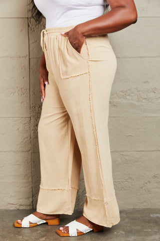 HEYSON Love Me Full Size Mineral Wash Wide Leg Pants Trendsi