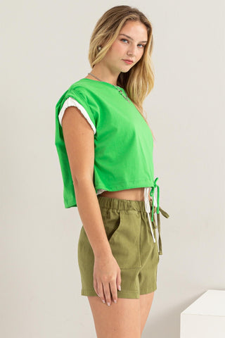 HYFVE Drawstring Hem Crop Top Trendsi