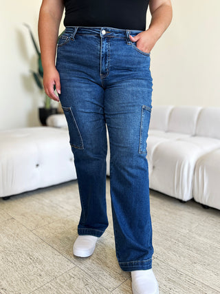 Judy Blue Full Size High Waist Straight Cargo Jeans Trendsi