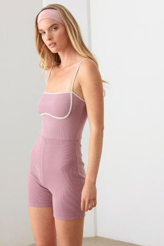 Le Lis Contrast Trim Ribbed Knit Bodycon Romper Trendsi