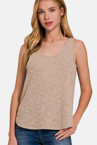 Zenana Curved Hem Round Neck Tank Trendsi