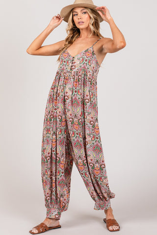 SAGE + FIG Multi Paisley Print Sleeveless Jumpsuit Trendsi