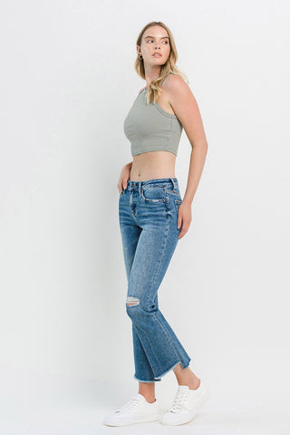 Vervet by Flying Monkey Full Size Mid Rise Distressed Cropped Flare Jeans Trendsi